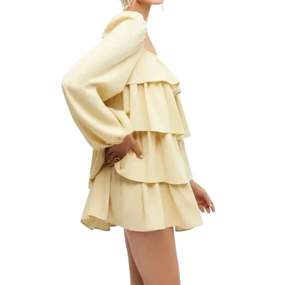 WeWoreWhat Tiered Mini Dress Chiffon Crème Brulee XL - Picture 11 of 11